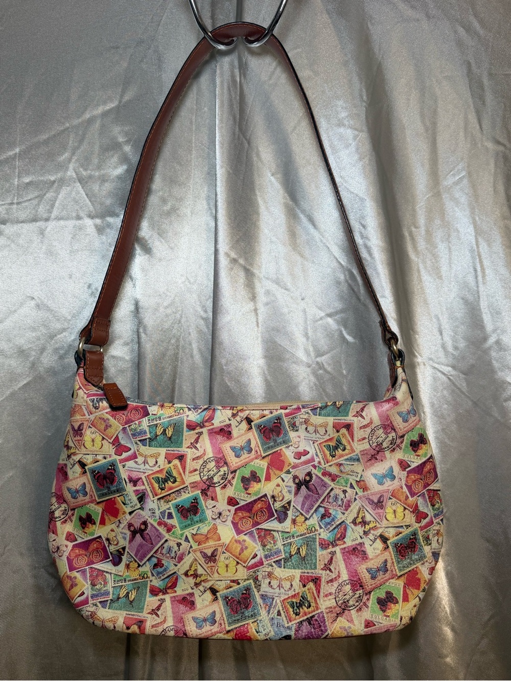 Vintage Y2K Fossil Butterfly Postage Stamp Shoulder Bag